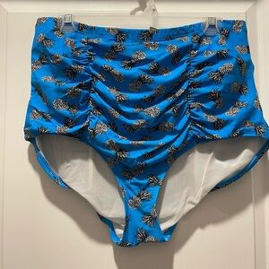 Torrid Blue Pineapple Print High-Waisted Bikini Bottoms Sz 18 (2)